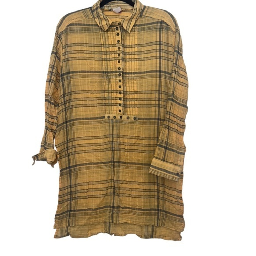 Anthropologie Pilcro plaid longline‎ tunic size M